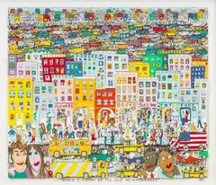 When I think of my old neighbourhood by James Rizzi, 1993, Farbsiebdruck in mehreren Ebenen, sold Jun 2026