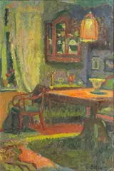 Abendstimmung im Haus des Künstlers by Ernst Wilhelm Eitner, Öl/Papier/Hartfaser, sold Jun 2026
