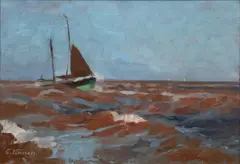 Letzte Sonnenstrahlen bei Südost-Sturm by Carl Vinnen, 1908, Öl/Karton, sold Jun 2026
