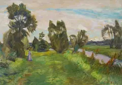 Spätsommer an der Wümme by Otto Modersohn, 1923, Öl/Karton, sold Mar 2026