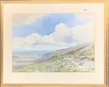 Untitled by Frank Egginton, watercolour of Dingle from Connor Pass, sold Sep 2022