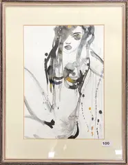 Untitled by Celine Marcour, watercolour and ink on paper with certificate, sold Sep 2022
