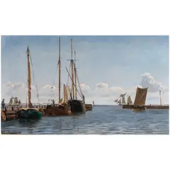 Harbor by Christian Blache, 1887, oil on canvas, sold Dec 2025