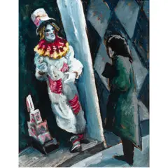 Mime by Alek Rapoport, 1984, tempera on board, sold Dec 2025