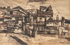 Benaras by Ram Kumar, Acrylic and ink on paper, sold Apr 2024