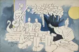 Gurukul by Maqbool Fida Husain, Acrylic on canvas, sold Apr 2024