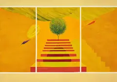 Untitled (Bird, Tree and Mountain Series) by Jagdish Swaminathan, Oil on canvas, sold Apr 2024