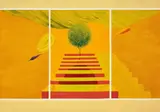 Untitled (Bird, Tree and Mountain Series) by Jagdish Swaminathan, Oil on canvas, sold Apr 2024