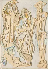 Tourists of Abhigonda by Mohan Samant, Mixed media on paper laid on board, sold Apr 2024