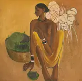Fruit Seller by B. Prabha, Oil on canvas, sold Apr 2024