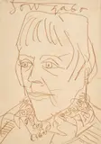 Mrs. Jelensky by F. N. Souza, 1960, Ink on paper, sold Apr 2024