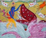 Krishna Leela by Amit Ambalal, 2007, Acrylic on canvas, sold May 2024