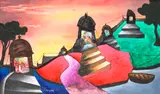 Benaras Series by Manu Parekh, Oil on canvas, sold May 2024