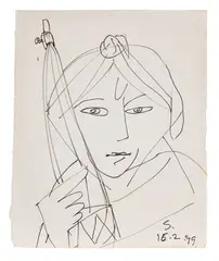 A Pair of Untitled Drawings by Somnath Hore, Ink on paper, sold May 2024