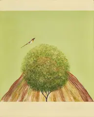 Untitled (Bird, Tree and Mountain Series) by Jagdish Swaminathan, Oil on canvas, sold May 2024
