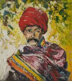 Man in Turban by Abdulrahim Apabhai Almelkar, Oil on paper laid on board, sold Jun 2024