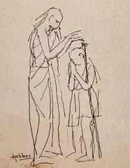 Untitled by K. K. Hebbar, Ink on paper laid on paper, sold Jun 2024
