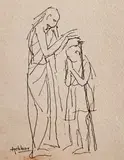 Untitled by K. K. Hebbar, Ink on paper laid on paper, sold Jun 2024