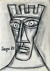 Untitled by F. N. Souza, Charcoal and ink on paper, sold Jun 2024