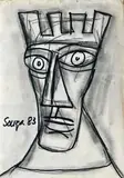 Untitled by F. N. Souza, Charcoal and ink on paper, sold Jun 2024