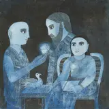 The Reading of the Hamsa Jataka by Badri Narayan, 1990, Ink and watercolour on paper, sold Jun 2024