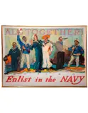 All Together! Enlist in the Navy by Henry Reuterdahl, Color lithograph, sold Nov 2024