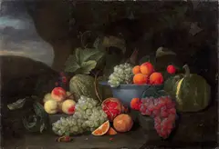 Composition aux fruits et courges dans un paysage by Joris van Son, Huile sur toile, sold Sep 2026