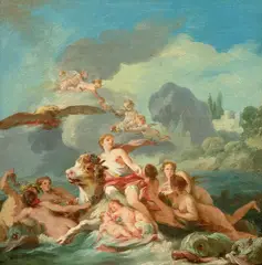 L’Enlèvement d’Europe by Jean-Baptiste Marie Pierre, Huile sur papier marouflé sur toile, sold Sep 2026
