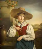 Jeune paysanne au chapeau de paille by Julie Anne Marie Noël, Huile sur toile marouflée sur panneau, sold Sep 2026