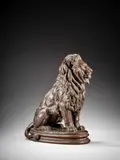 Lion assis n°1 by Antoine-Louis Barye, Bronze à patine brun rouge nuancé, sold Sep 2026
