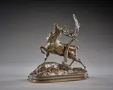 Cerf frottant ses bois contre un arbre by Antoine-Louis Barye, Bronze à patine brun nuancé, sold Sep 2026