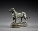 Lionne d'Algérie by Antoine-Louis Barye, Bronze à patine brun vert nuancé, sold Sep 2026
