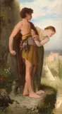 Couple de dénicheurs au bord d'une falaise by Émile Lévy, Huile sur panneau, une planche, sold Sep 2026