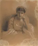 Portrait de jeune fille assise accoudée by Henry Guillaume Schlesinger, Trois crayons, sold Sep 2026