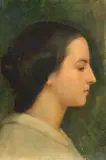 Portrait présumé de Nelly Bouguereau, épouse de l'artiste, de profil by William-Adolphe Bouguereau, Huile sur carton, sold Sep 2026