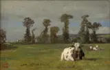 Vaches dans un pâturage by Constant Troyon, Huile sur panneau de chêne, une planche, sold Sep 2026