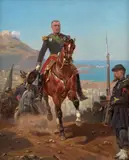 Portrait présumé du général Aimable Pélissier (1794 - 1864), duc de Malakoff, à cheval sur la côte algérienne by Alfred Couverchel, Huile sur toile (Toile d'origine), sold Sep 2026