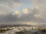 Patineurs sur un estuaire gelé by Charles I van den Eycken, Huile sur panneau de chêne, une planche, sold Sep 2026
