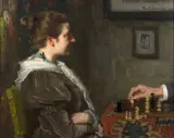 Le jeu d’échecs by Thérèse Schwartze, Huile sur toile, sold Sep 2026