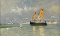 Barque à voiles dans le bassin de Saint-Marc, Venise by Frank Myers Boggs, Huile sur toile (Toile d'origine), sold Sep 2026