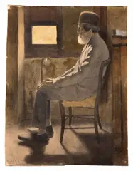 Vieillard assis à la fenêtre ou Le Père Boyer by Bernard Boutet de Monvel, Aquarelle sur traits de crayon, sold Sep 2026
