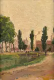 Vue d'un canal animé de personnages by Alfred Casile, Huile sur toile (Toile d'origine), sold Sep 2026