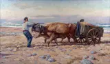 Plage de Bidart (Basses-Pyrénées) : le Bouvier by Louis Floutier, Huile sur toile (Toile d’origine), sold Sep 2026