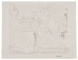 Modèle contemplant un Groupe sculpté by Pablo Picasso, 1933, Eau-forte sur Vergé de Montval, sold May 2026