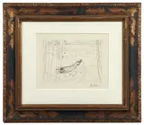 Minotaure et Femme derrière un Rideau by Pablo Picasso, 1933, Eau-forte en noir, sold May 2026