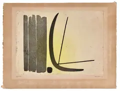 Croissant noir sur fond by Hans Hartung, 1953, Eau-forte en couleurs, sold May 2026