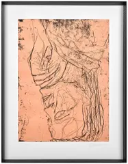 Elke IX by Georg Baselitz, 2017, Eau-forte et pointe sèche sur fond rose, sold May 2026
