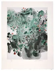 Composition by Chu Teh-chun, circa 2000, Héliogravure en couleurs sur Chine appliqué sur Moulin du Gué, sold May 2026