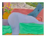 A sleeping guy (laying in a face down posture) by Shota Nakamura, 2021, Acrylique sur toile, sold Jun 2026
