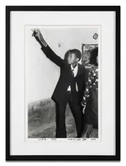 Soirée - 1973 (tirage de 2007) by Malick Sidibé, Gelatin silver print; signed, double dated and titled in the lower margin "Soirée - 1973 - Malick Sidibé - 2007", sold Jun 2026